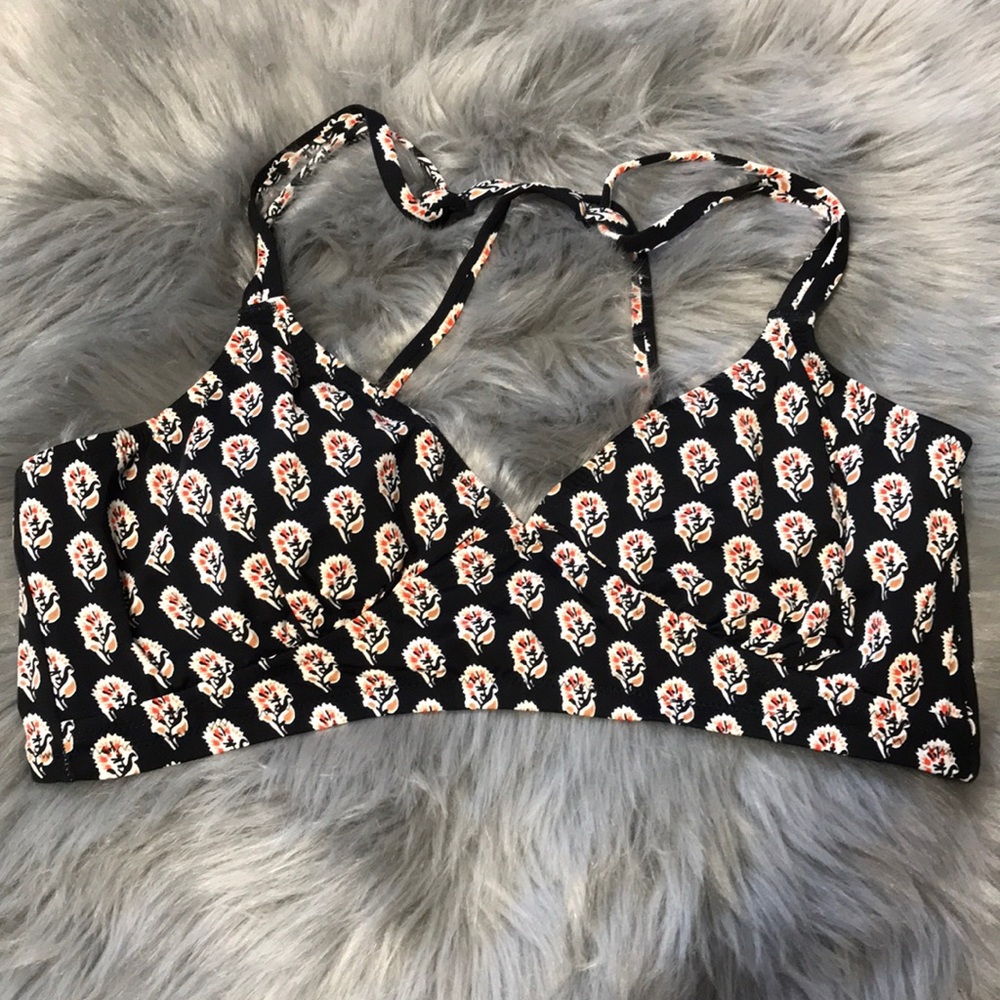 Garnet Hill Swimsuit Floral Cris Cross Top